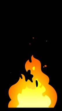 Ateş Ateşi Tepkisi. 4K Dikey 9: 16 Çizgi Film Animasyon Video Hareketi Siyah Arkaplan Grafikleri