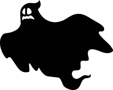 Korkunç cadılar bayramı hayalet silueti. Vektör El Çizimi Resimleri Beyaz Arkaplanda İzole Edildi