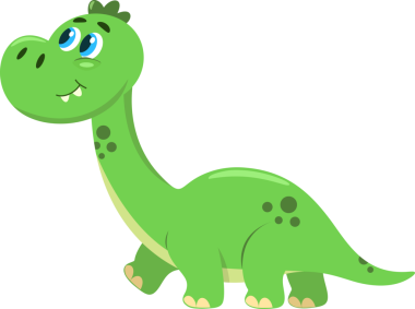 Şirin Bebek Dinozor Çizgi Film Karakteri Yürüyüşü. Vektör Resimli Düz Tasarım Şeffaf Arkaplanda İzole Edildi 