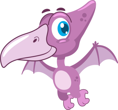 Şirin Bebek Pterodactyl Dinozor Çizgi Film Karakteri Gökyüzünde Uçuyor. Vektör Resimli Düz Tasarım Şeffaf Arkaplanda İzole Edildi 