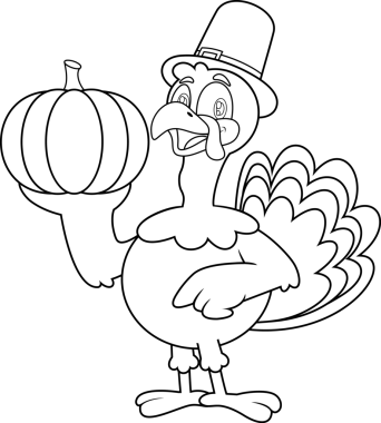 Tatlı Pilgrim Hindi Çizgi Filmi Karakteri Balkabağı Tutuyor. Vektör Resimli Düz Tasarım Şeffaf Arkaplanda İzole Edildi