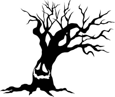 Cadılar Bayramı Korkunç Ağaç Silueti