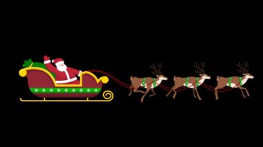 Siyah arka planda Noel Baba kızakta.