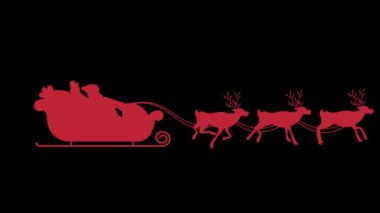 Siyah arka planda Noel Baba kızakta.