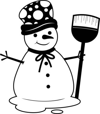 Süpürgeyle Kardan Adam 'ın vektör çizimi 