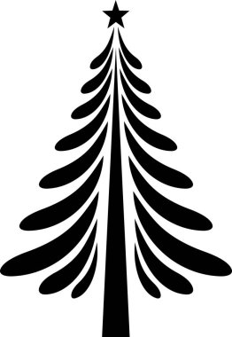 siyah ve beyaz vektör noel ağacı 