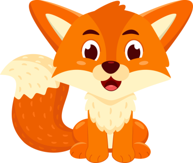 Şeffaf arkaplanda sevimli tilki çizgi filmi