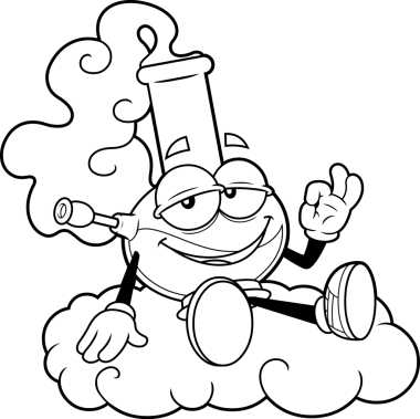 Şeffaf arkaplanda sigara içmek için çizgi film esrar nargilesi