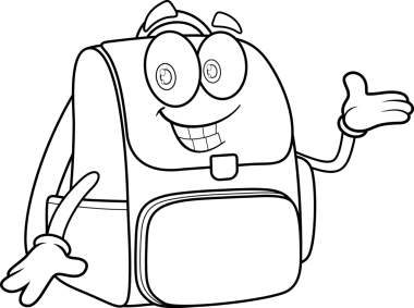 Şeffaf arkaplan üzerine çizgi film okul sırt çantası