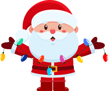 Şeffaf arka planda çelenk olan Noel Baba.