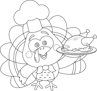 Şükran Günü, şeffaf arkaplanda hindi çizgi film karakteri şefi.