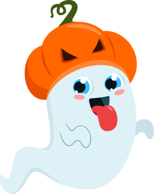 Şeffaf arkaplanda Mutlu Cadılar Bayramı karakterleri