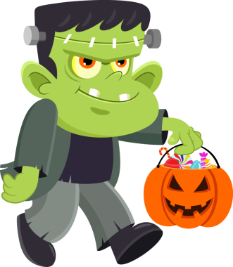 Şeffaf arkaplanda Frankenstein kabağı çizgi film karakteri