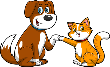 Sevimli köpek ve kedi çizgi film karakterleri En iyi arkadaşlar vektör el çizimi şeffaf arka planda izole