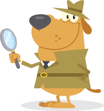 Köpek Çizgi Filmi Karakteri, Şeffaf Arkaplanda İzole Edilmiş Büyüteç Vektör Çizimi Tasarımı Tutuyor