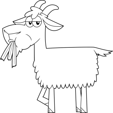 Komik Keçi Çizgi Filmi Karakteri Çimen Vektörü Elleri yiyor Şeffaf arka planda izole edilmiş