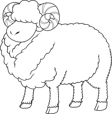 Ram Koyun Çizgi Filmi Maskot Karakteri Vektör El Çizimi Şeffaf Arkaplanda İzole Edildi