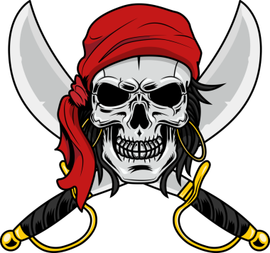 İki Kılıçlı Korsan Kafatası Grafik Tasarım Vektör El Çizimi Şeffaf Arkaplanda İzole Edildi