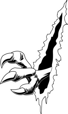 Canavar Pençeleri El Yırtıcı Arkaplan Grafik Tasarım Vektör El Çizimi Şeffaf Arkaplanda İzole Edildi