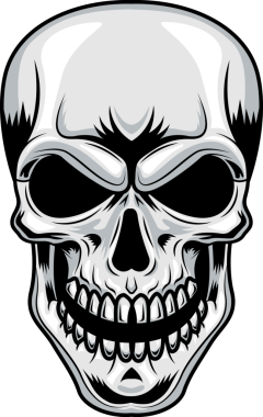 İnsan Kafatası Grafiksel Logo Tasarım Vektör El Çizimi Şeffaf Arkaplanda İzole Edildi