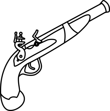 Ahşap saplı Eski Korsan Silahı Grafik Tasarım Vektör El Çizimi Şeffaf Arkaplanda İzole Edildi