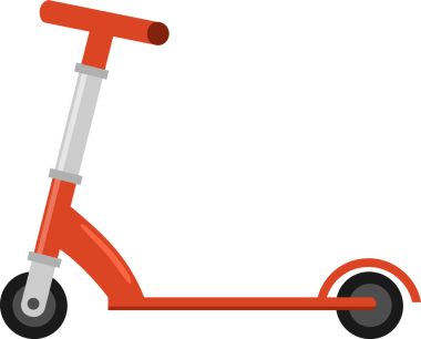 Çizgi film tekmesi Scooter. Çizim Düz Tasarımı Şeffaf Arkaplanda İzole Edildi