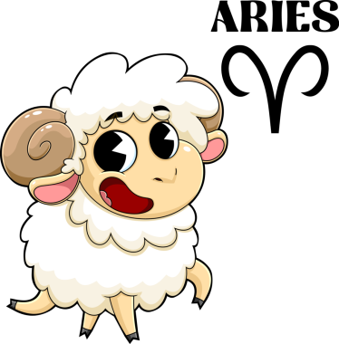 Koç burcu ya da çizgi film karakteri burç burcu. El Çizimi İllüstrasyonu