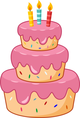 Mumlu Doğum günü pastası çizgi filmi. Çizim Düz Tasarımı 