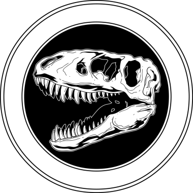 Tyrannosaurus Rex Dinozor Kafatası Grafik Tasarım İşareti. El Çizimi İllüstrasyonu 