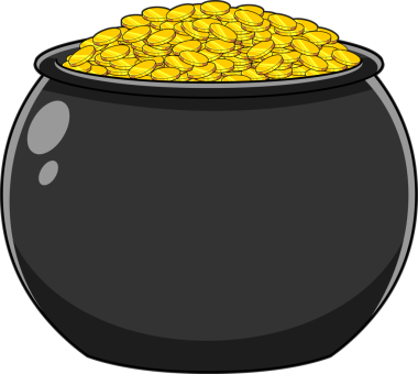 Çizgi film St. Patrick Günü Altın Para dolu çömlek. El Çizimi Resimleri Şeffaf Arkaplanda İzole Edildi