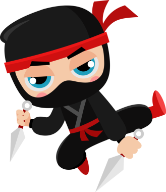 İki Kunai fırlatma bıçağıyla zıplayan sevimli Ninja Çocuk Savaşçı Karakteri. Çizim Düz Tasarımı Şeffaf Arkaplanda İzole Edildi