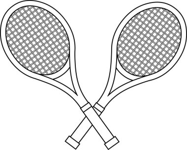  Çapraz Tenis Raketleri Grafik Logo Tasarımı - Vektör El Çizimi Şeffaf Arkaplanda İzole Edildi