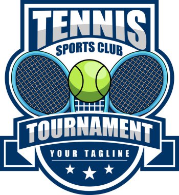 Padel Tenis Kulübü Grafik Logosu Tasarımı - Vektör El Çizimi Şeffaf Arkaplanda İzole Edildi