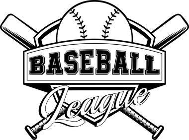 Beyzbol Ligi Grafik Logosu Tasarımı - Vektör El Çizimi Şeffaf Arkaplanda İzole Edildi