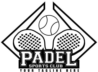  Padel Tenis Kulübü Grafik Logosu Tasarımı - Vektör El Çizimi Şeffaf Arkaplanda İzole Edildi