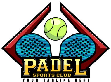  Padel Tenis Kulübü Grafik Logosu Tasarımı - Vektör El Çizimi Şeffaf Arkaplanda İzole Edildi