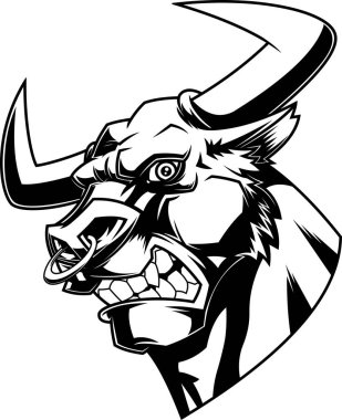 Boğa Maskotu Baş Vektör İllüstrasyonu