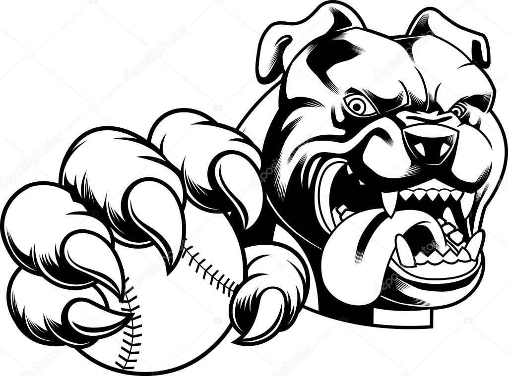 Dog mascot  with baseball ball