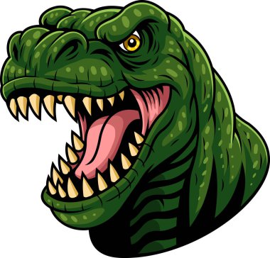 Dinozor Maskotu - Vektör El Çizimi Şeffaf Arkaplanda İzole Edildi