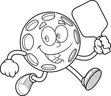 Raket, siyah ve beyaz renkli çizgi film maskotu, beyaz arka planda izole edilmiş el çizimi resimli.