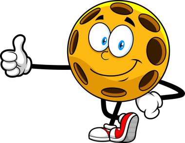 Baş parmağı yukarıda, el çizimi resimli, beyaz arkaplanda izole edilmiş bir karikatür maskotu.