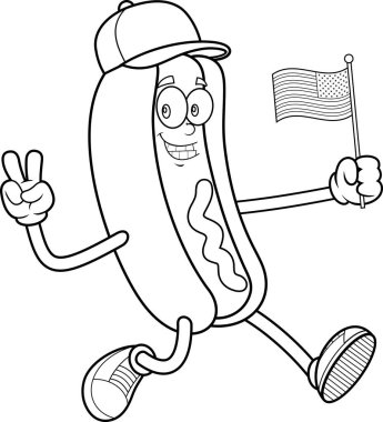 Amerikan Bayrağı ve Barış İçin Hareketli El Çizimi Karakteri Şeffaf Arkaplanda İzole Edildi