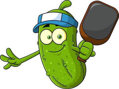 Gülümseyen Turşu Turşusu Maskot Karakteri Raket Vektör Eli Çizimi Şeffaf Arkaplanda İzole Edildi