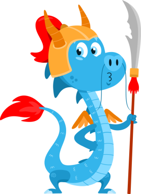 Hilal Bıçaklı Şirin Çinli Ejderha Savaşçısı çizgi film karakteri. Vektör Resimli Düz Tasarım Şeffaf Arkaplanda İzole Edildi