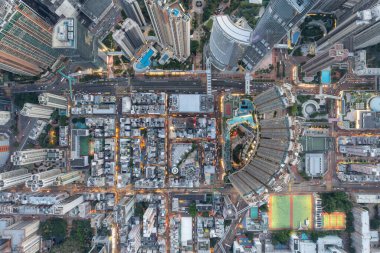 Gün batımında Tsuen Wan Hava Görüntüsü