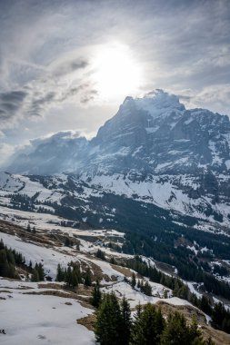 Baharda Wetterhorn ve Mattenberg, Grindelwald, Berner Oberland, Bern Kantonu, İsviçre