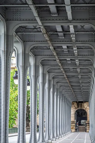 Bu görüntü, Fransa 'nın Paris kentindeki Bir-Hakeim köprüsünün mimari detaylarını yakalar..