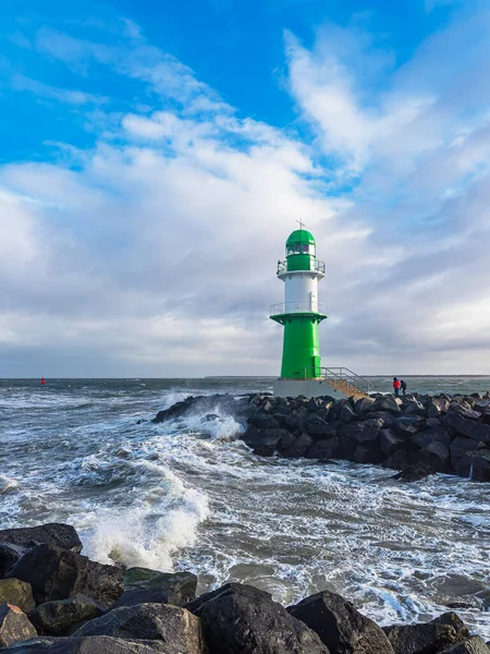 Toupeira Costa Mar Báltico Durante Tempestade Eunice Warnemuende Alemanha — Fotografia de Stock