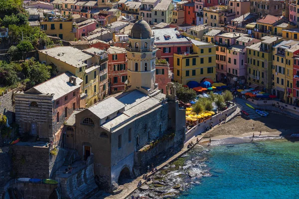 Vue Sur Village Vernazza Sur Rive Mer Méditerranée Italie — Photo