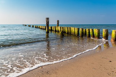 Groynes, Almanya 'nın Mueritz kasabasında Baltık Denizi kıyısında..